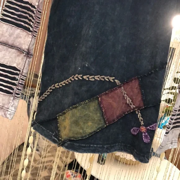 Rising International Boho Hoodie Jacket Coat Brown w Teal Purple Orange Cutouts - Picture 10 of 12